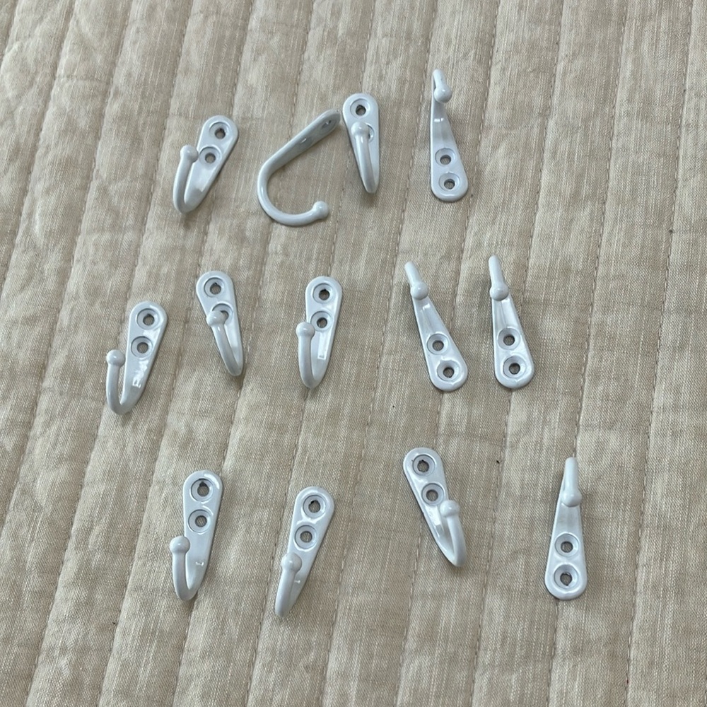 Bag of 13 Unused Large Hooks for Wall Mounting